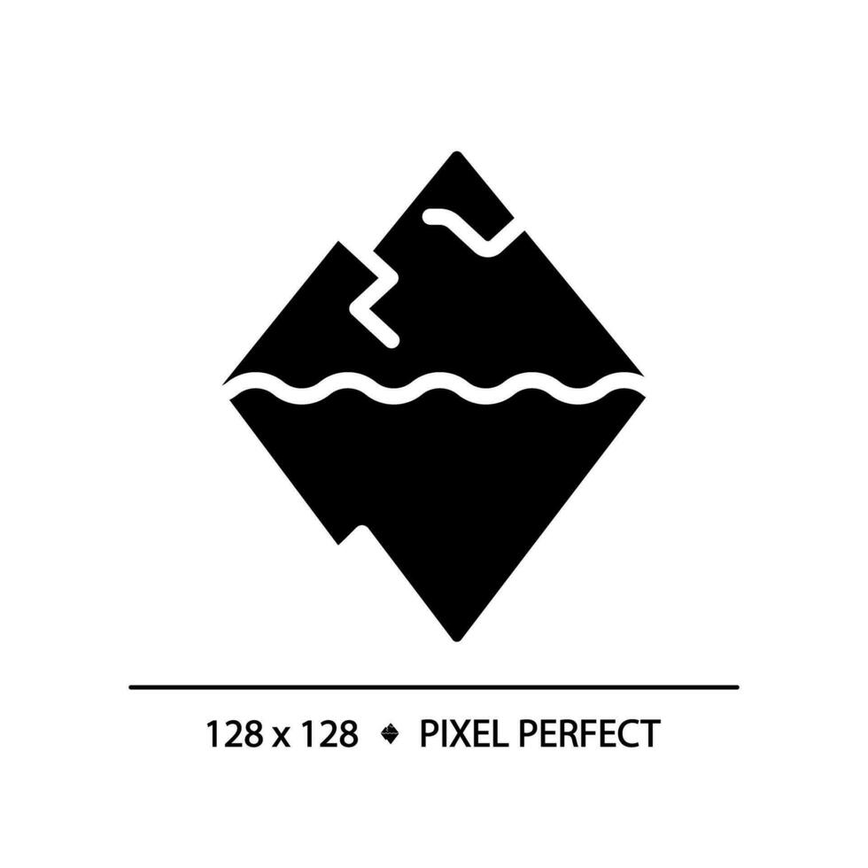 2d pixel perfeito glifo estilo iceberg ícone, sólido isolado vetor, simples silhueta ilustração representando econômico crise. vetor