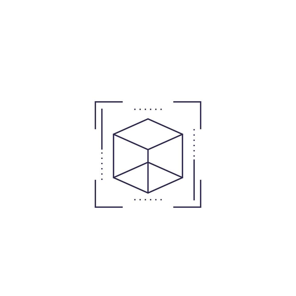 ícone de linha de vetor ar com cubo