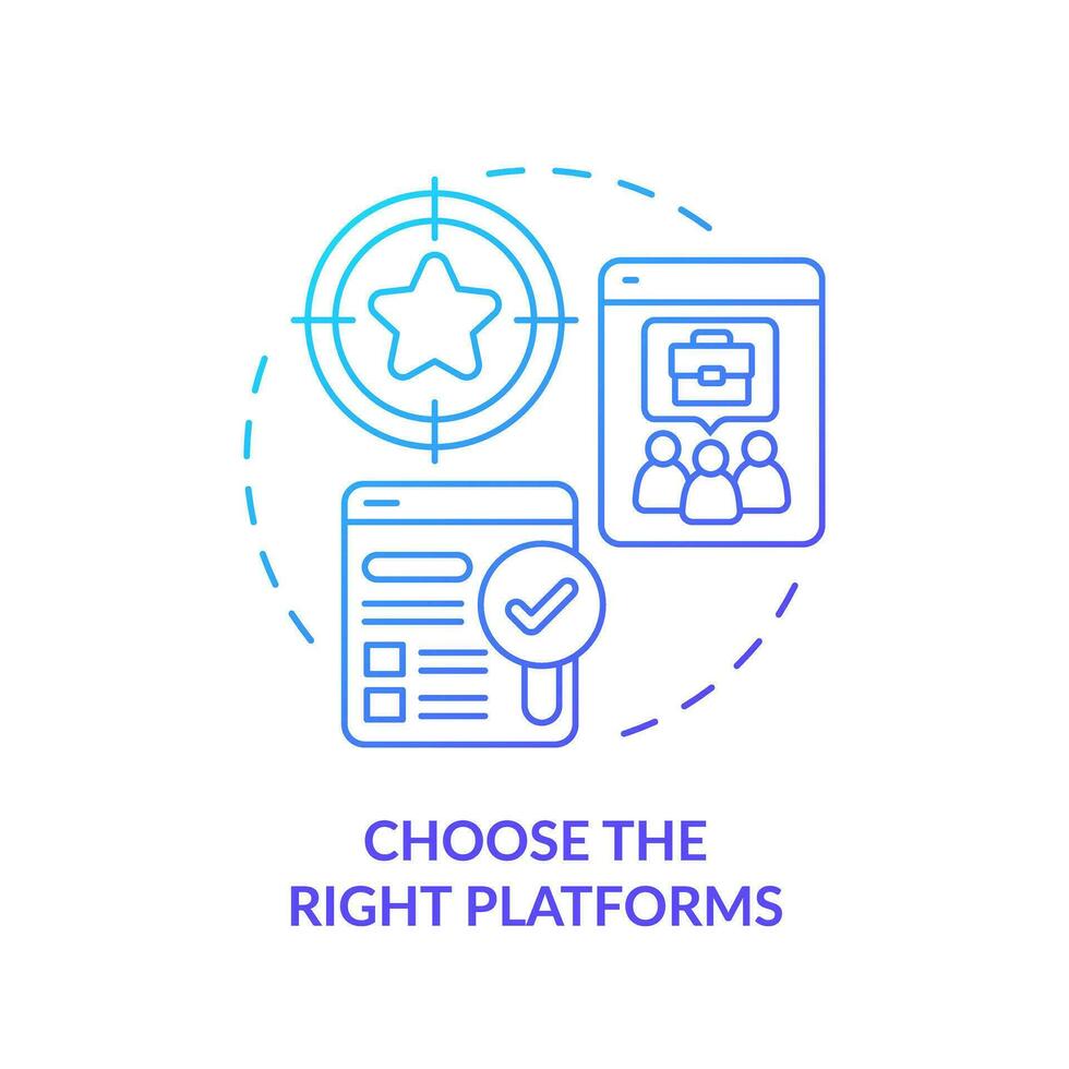 2d gradiente escolher a certo plataformas ícone, simples isolado vetor, fino linha ilustração representando local de trabalho tendências. vetor