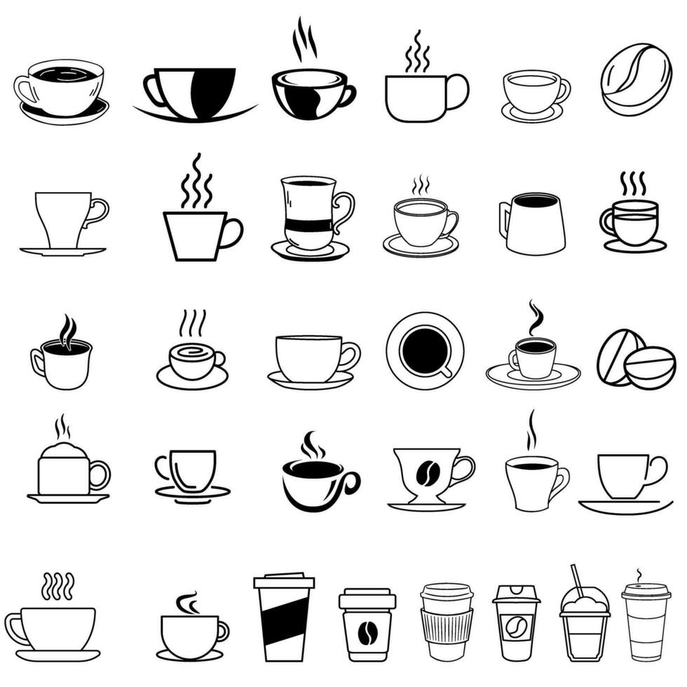 café ícone vetor definir. quente beber ilustração placa coleção. café casa símbolo. café máquina logotipo.