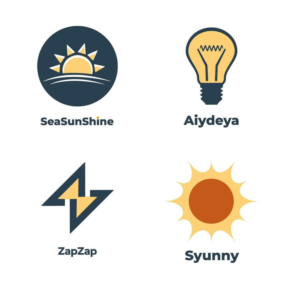 conjunto do solar energia ícones. solar poder símbolos. vetor ilustração. logotipo pacotes.