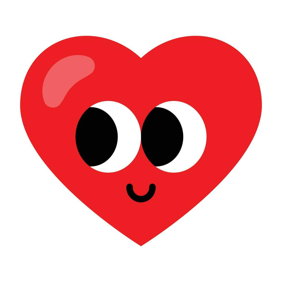 kawaii vermelho coração desenho animado ícone. vetor