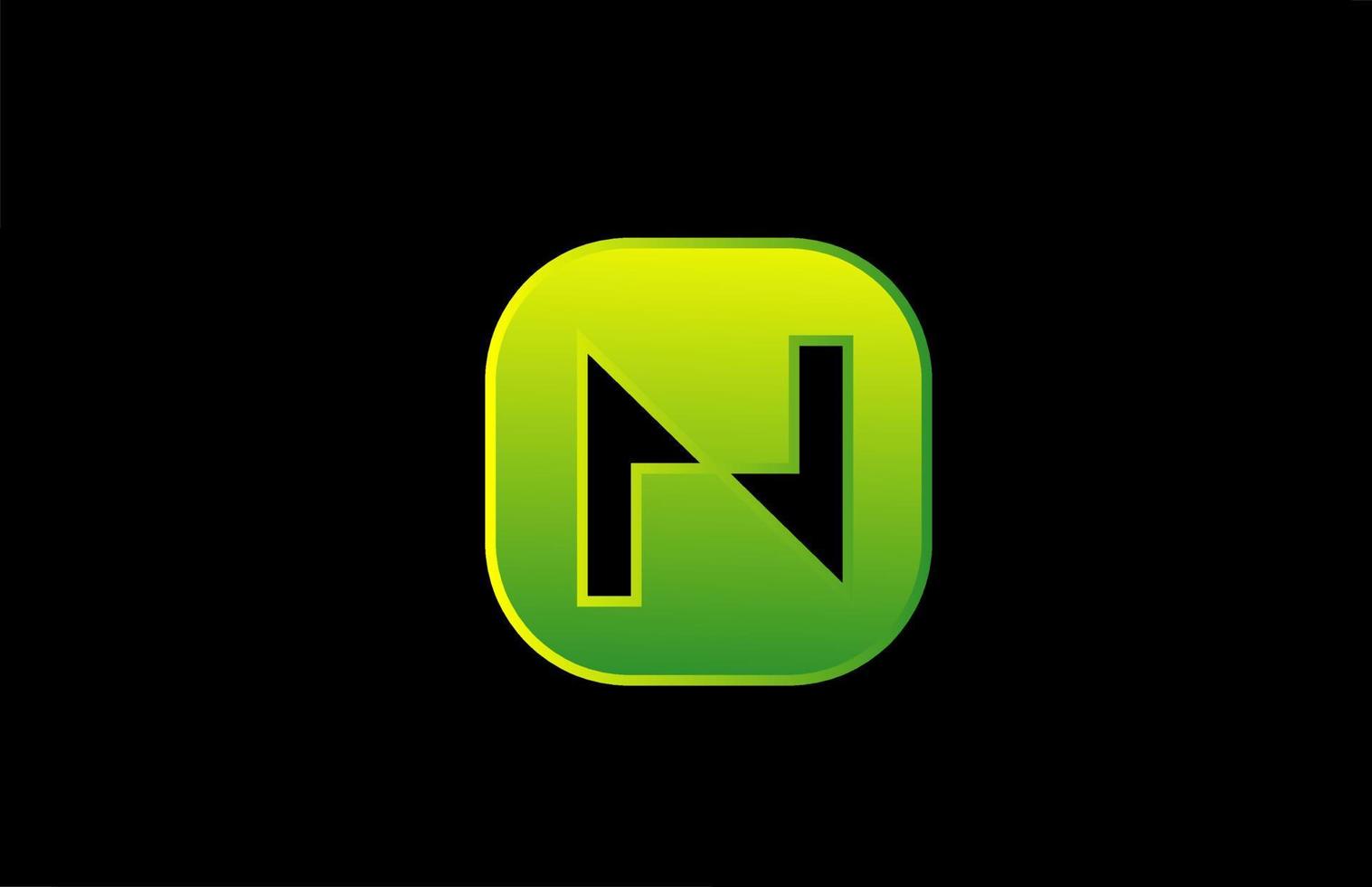 Projeto do ícone do logotipo de letra do alfabeto verde preto n para negócios e empresas vetor