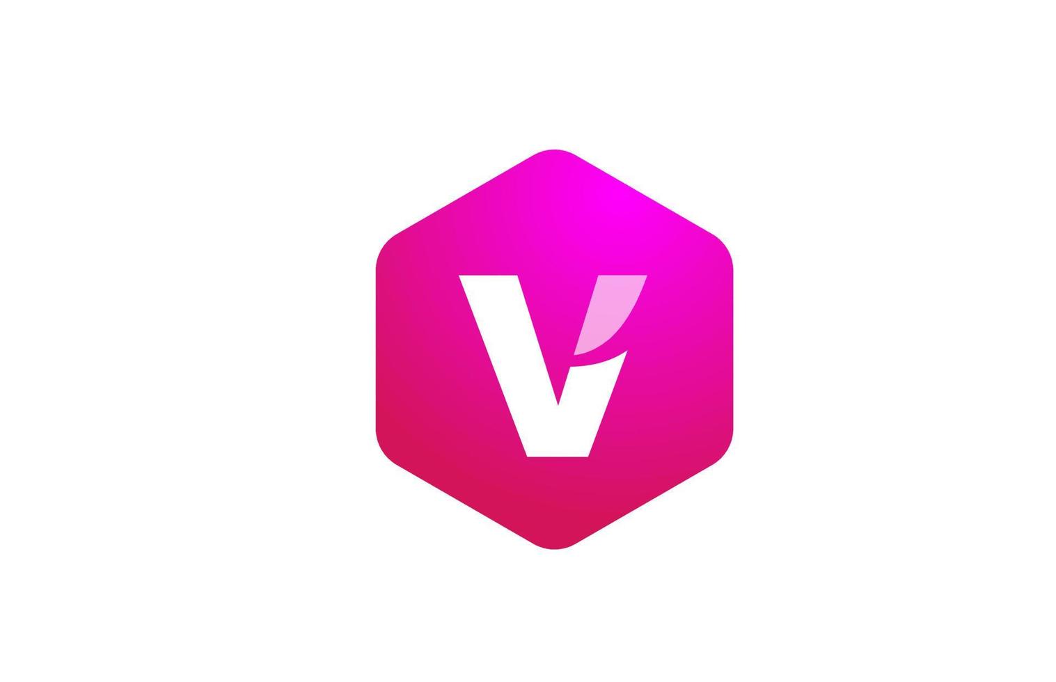 Ícone de logotipo de letra do alfabeto de polígono branco rosa v com design moderno para negócios e empresas vetor