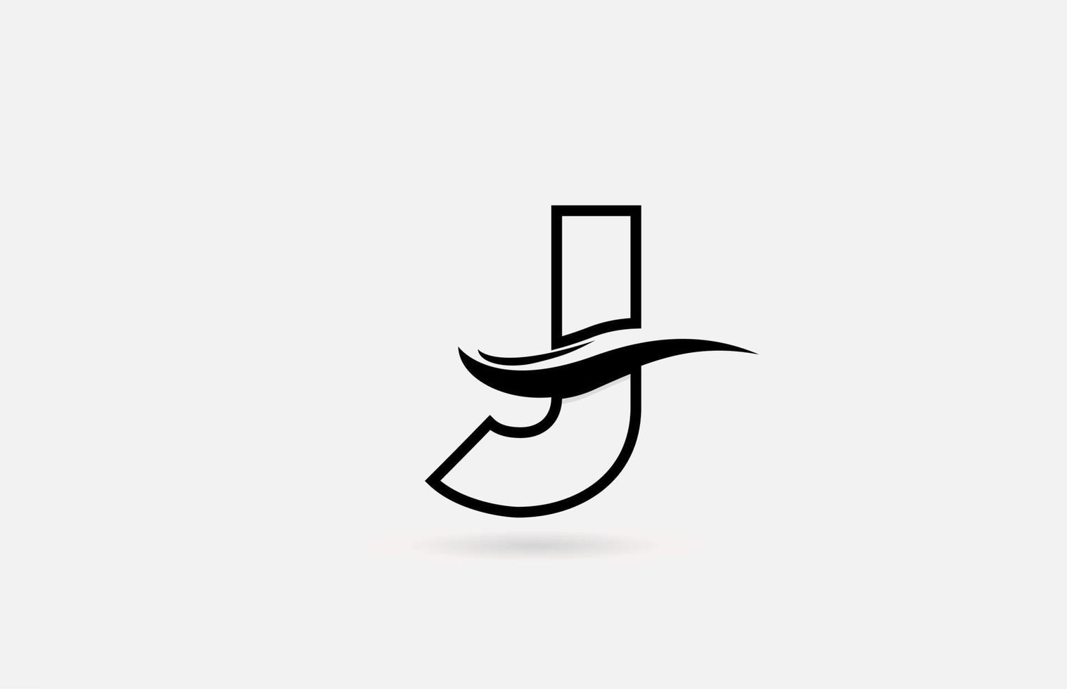 J ícone do logotipo da letra do alfabeto em preto e branco para negócios e empresas com design de linha simples vetor