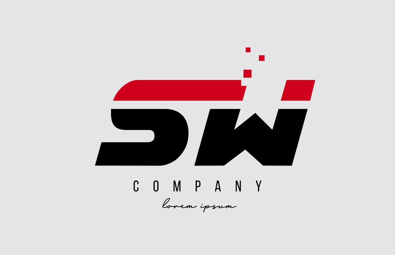 combinação do logotipo da letra do alfabeto sw sw na cor vermelha e preta. design de ícone criativo para empresa e negócios vetor