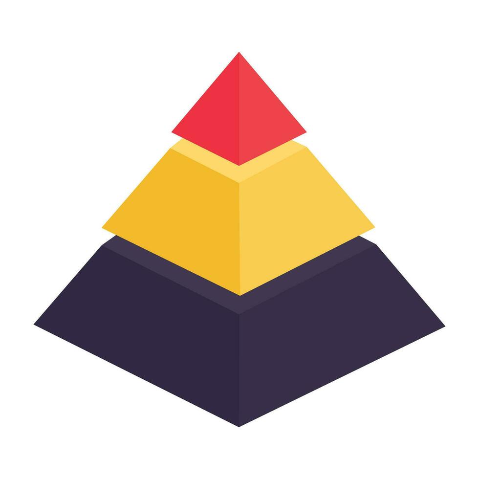 isométrico Projeto ícone do pirâmide gráfico vetor