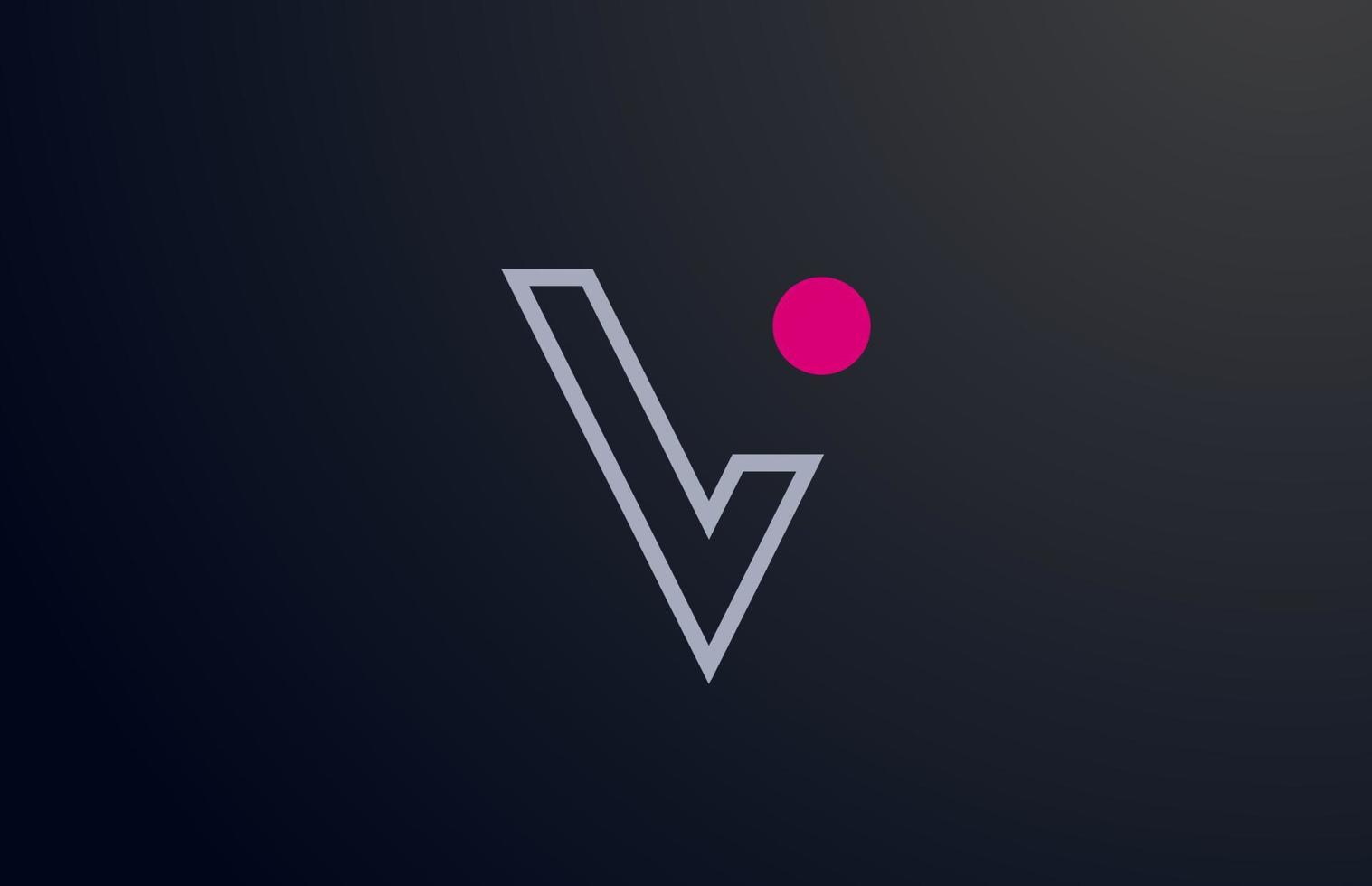 linha rosa azul v design do logotipo da letra do alfabeto com o ícone do círculo para empresa e negócios vetor