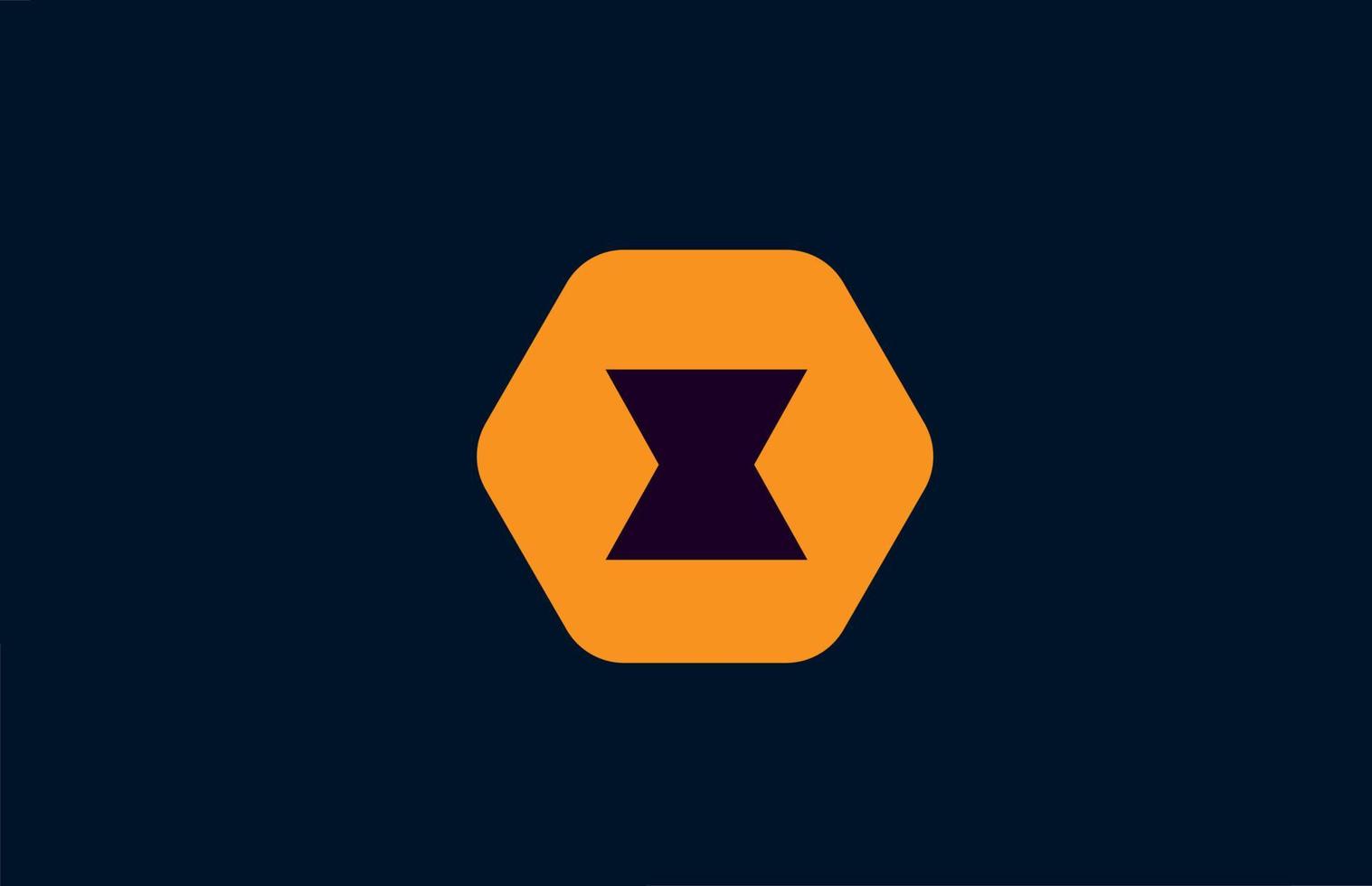 modelo de ícone de logotipo de letra do alfabeto x geométrico. desenho hexágono laranja para negócios e empresas vetor