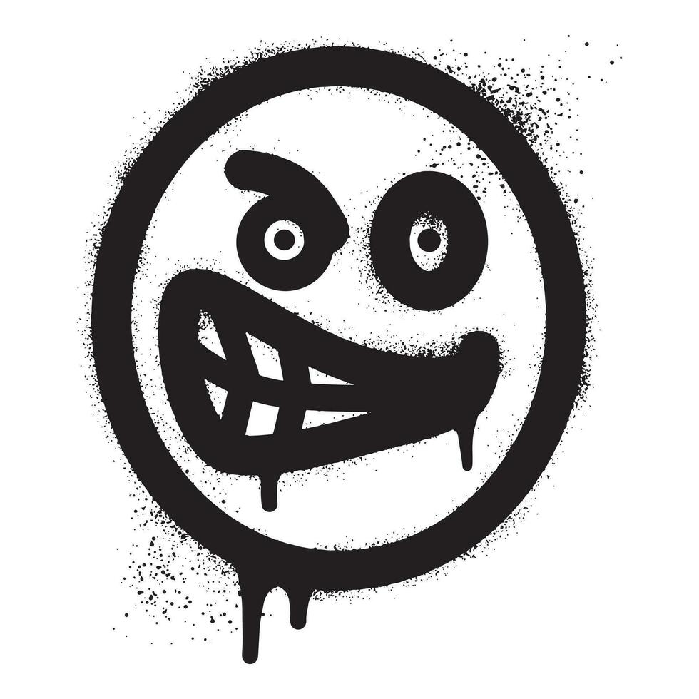 Bravo face emoticon grafite com Preto spray pintura vetor