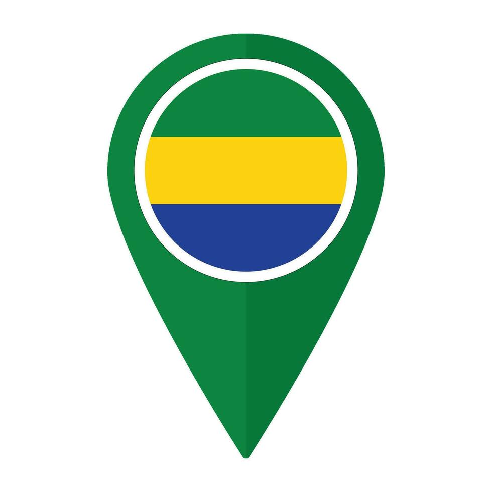 Gabão bandeira em mapa identificar ícone isolado. bandeira do Gabão vetor