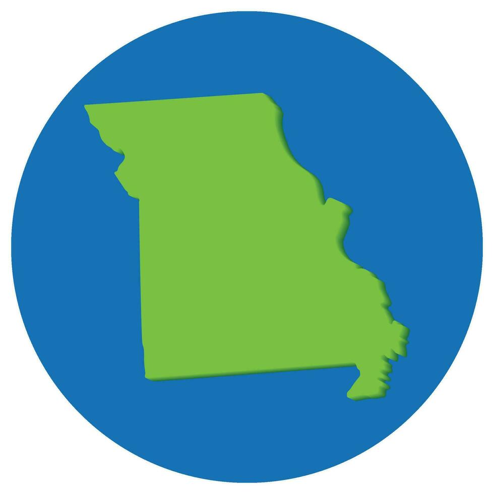 Missouri Estado mapa dentro globo forma verde com azul volta círculo cor. mapa do a nos Estado do missouri. vetor