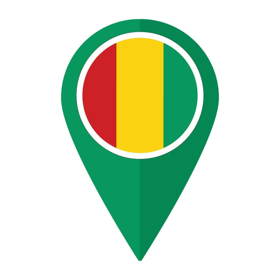 Guiné bandeira em mapa identificar ícone isolado. bandeira do Guiné vetor