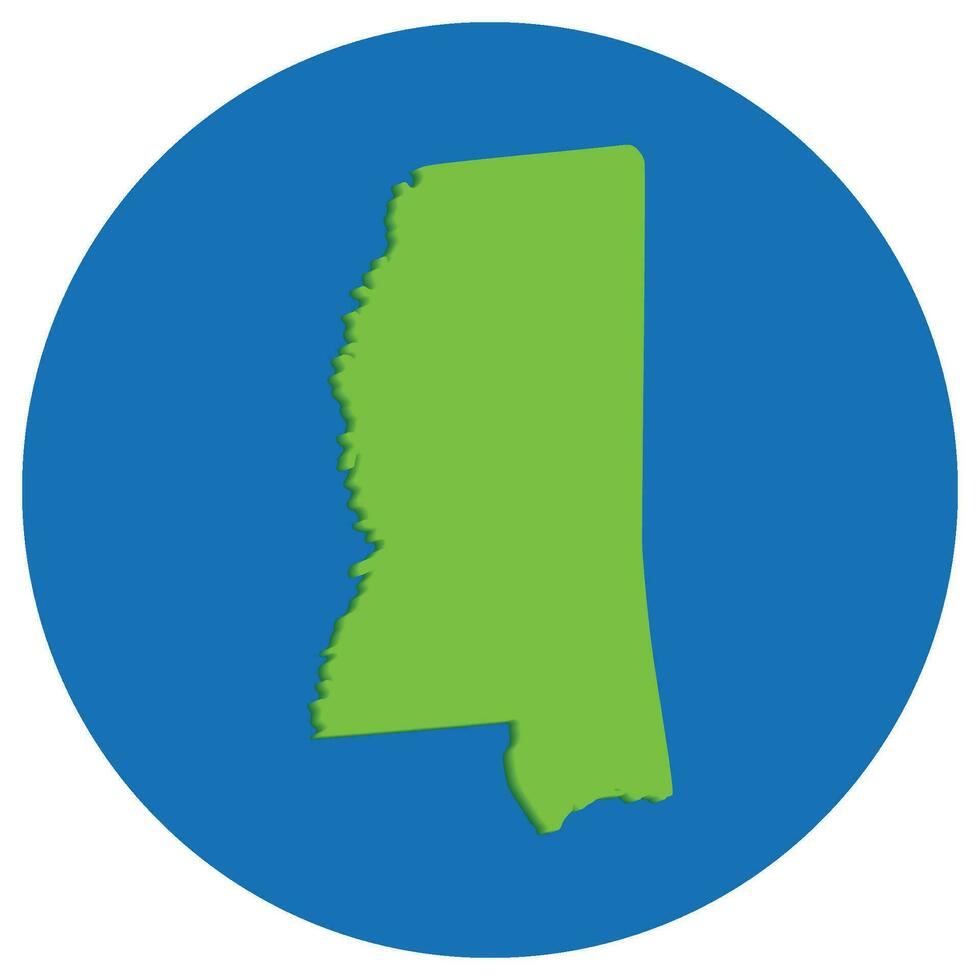 Mississippi Estado mapa dentro globo forma verde com azul volta círculo cor. mapa do a nos Estado do mississippi. vetor