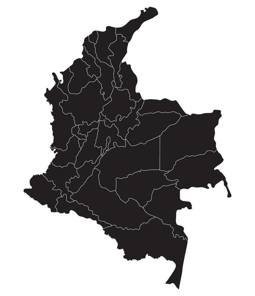 Colômbia mapa. mapa do Colômbia dentro administrativo províncias dentro Preto cor vetor