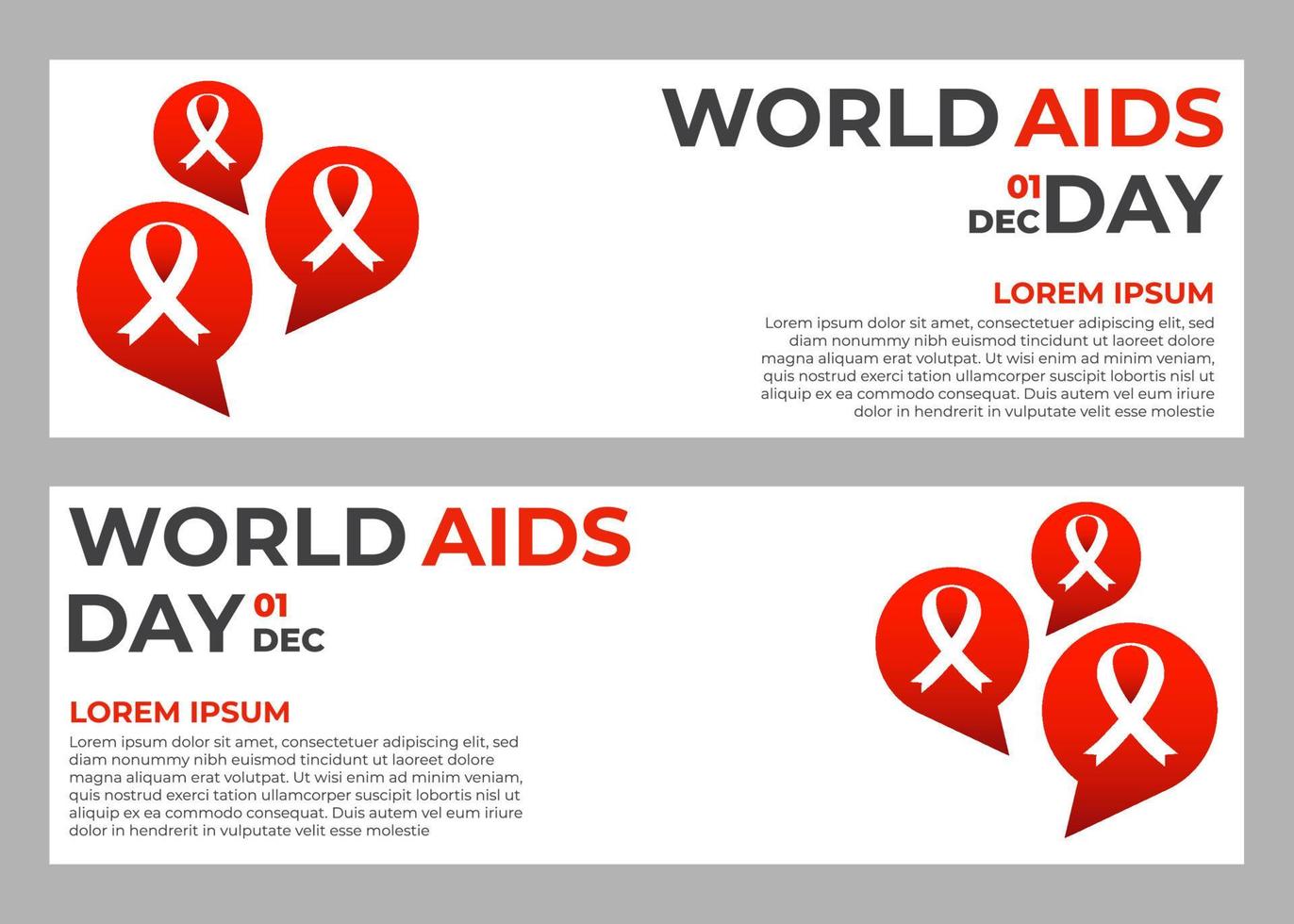 conjunto de modelo de banners do Dia Mundial da AIDS vetor