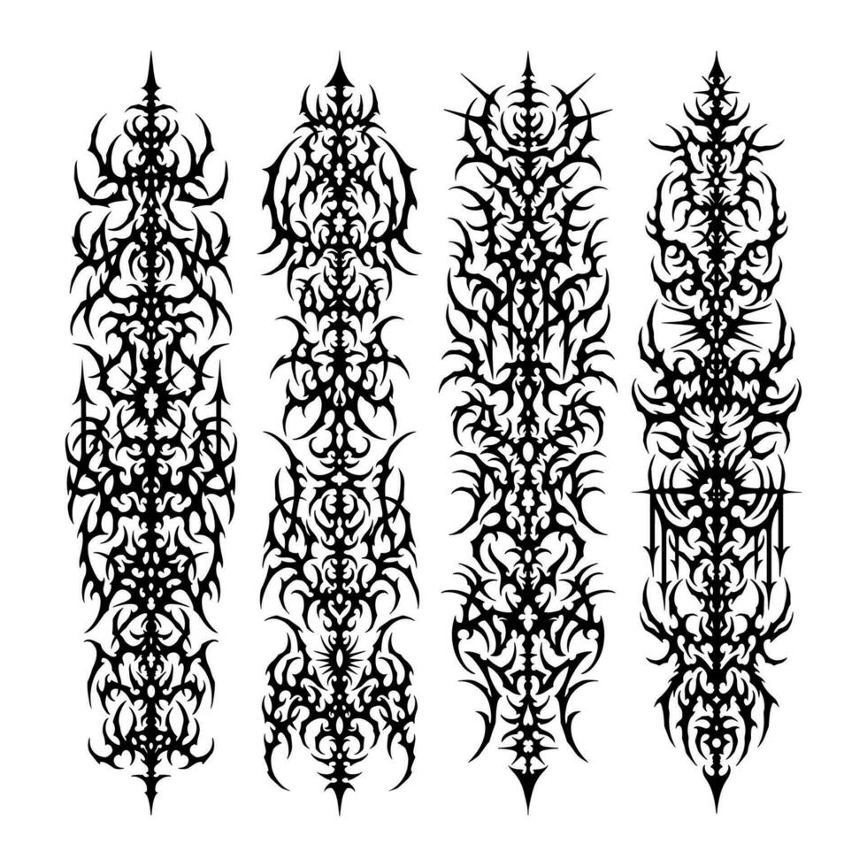 vetor tribal tatuagem fronteira elemento, abstrato étnico formas dentro gótico estilo. mão desenhado moderno elementos para tipografia, tatuagem, poster, cobrir. vetor ilustração