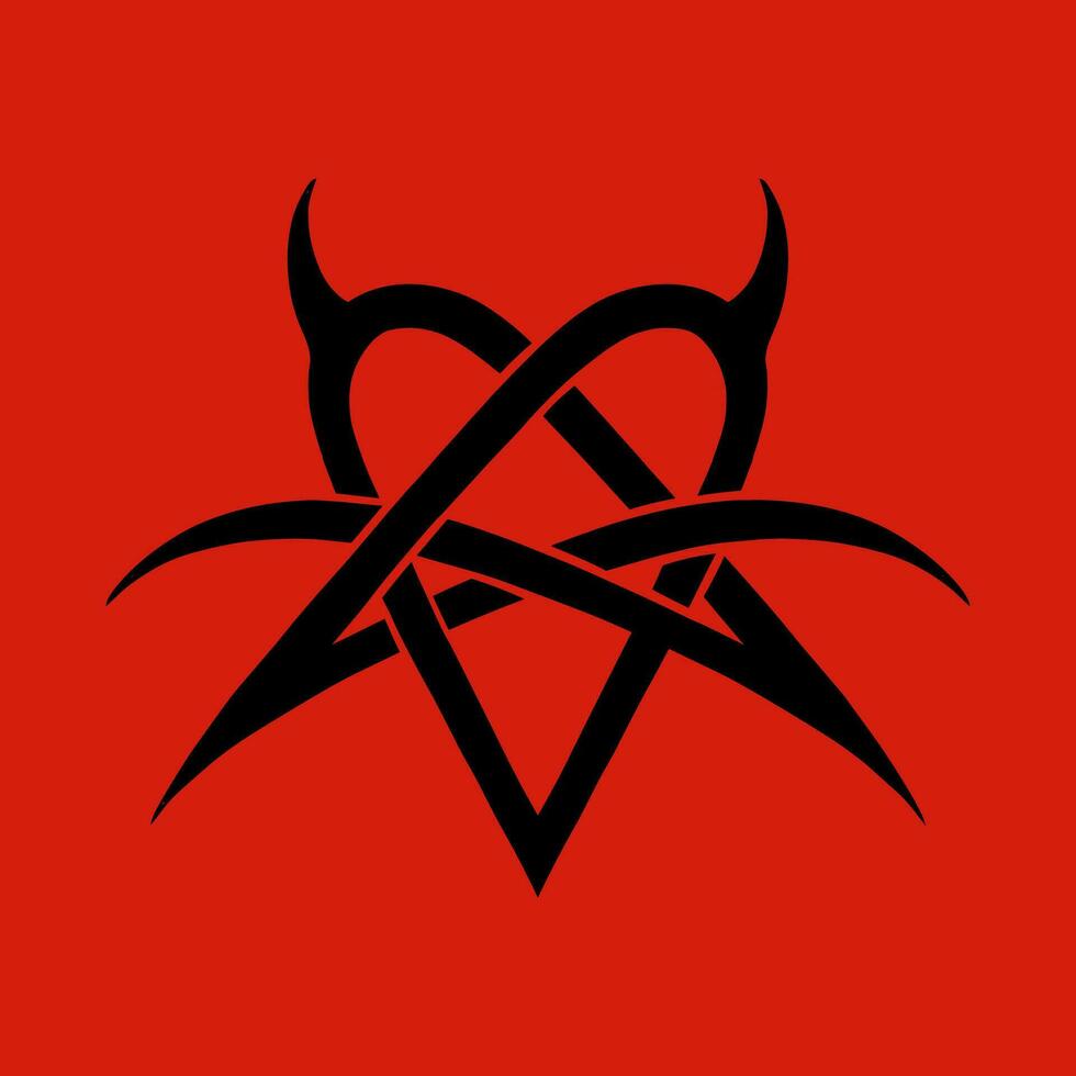 coração pentagrama invertido heartagram sinal, símbolo do amor e odiar, pentagrama e ritual círculo. emblemas e sigilo oculto símbolos. vetor