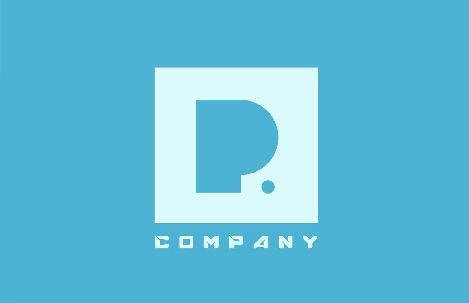 ícone do logotipo da letra do alfabeto p branco azul para negócios e empresa com design de ponto vetor