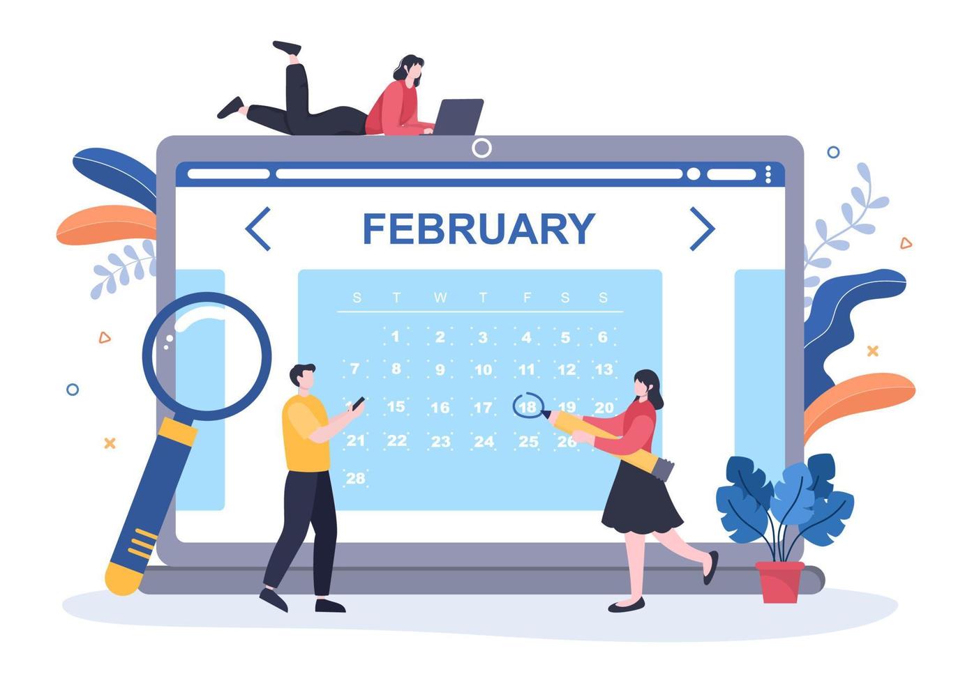 ilustração vetorial de fundo de calendário com sinal de círculo para o planejamento de assuntos importantes, gerenciamento de tempo, organização do trabalho e notificação de eventos de vida ou feriado vetor