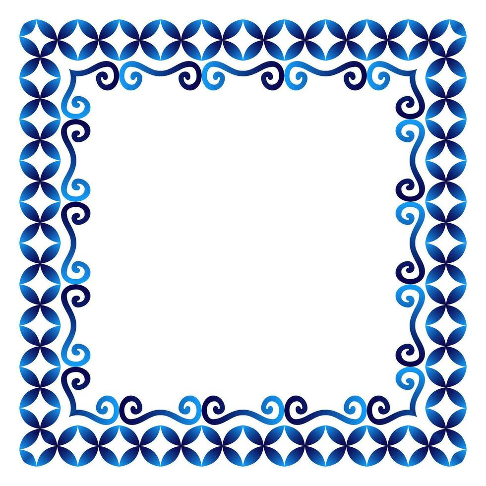 fronteira quadro, Armação cerâmico telha padronizar. islâmico, indiano, árabe motivos. damasco fronteira quadrado padronizar. porcelana étnico boêmio fundo vetor