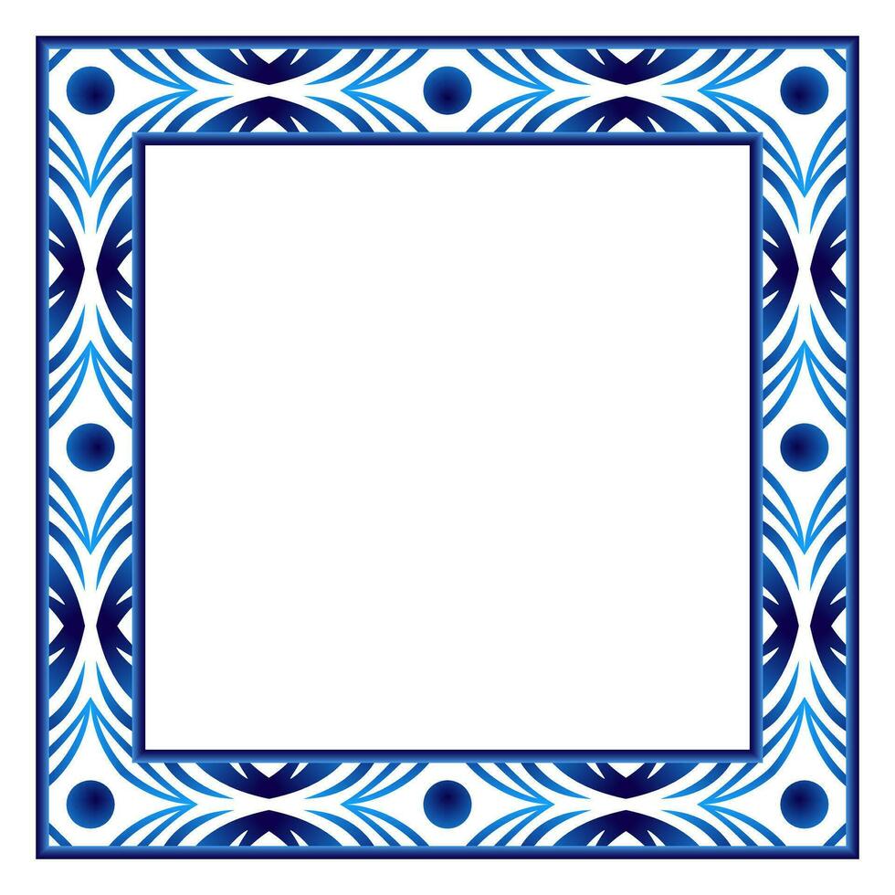 fronteira quadro, Armação cerâmico telha padronizar. islâmico, indiano, árabe motivos. damasco fronteira quadrado padronizar. porcelana étnico boêmio fundo vetor