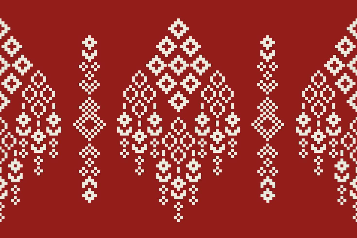 étnico geométrico tecido padronizar Cruz ponto.ikat bordado étnico oriental pixel padronizar vermelho Natal dia fundo. resumo,vetor,ilustração. textura,quadro,decoração,motivos,seda papel de parede. vetor