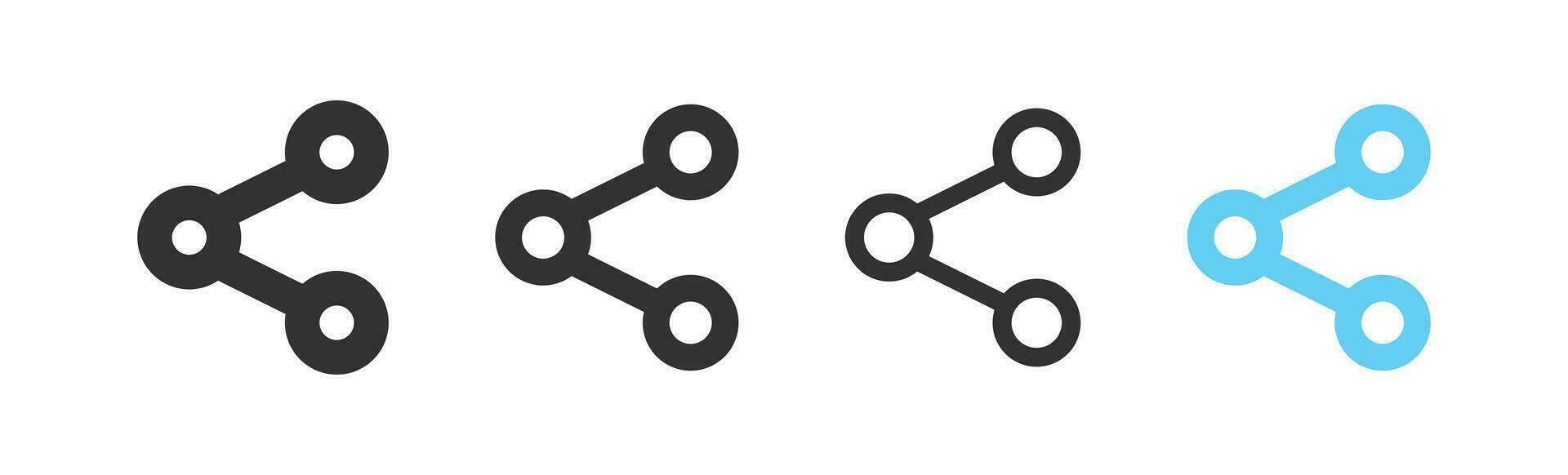 compartilhar ícone. social sinais. ligação símbolo. mandar símbolos. publicar ícones. preto, azul cor. vetor isolado placa.