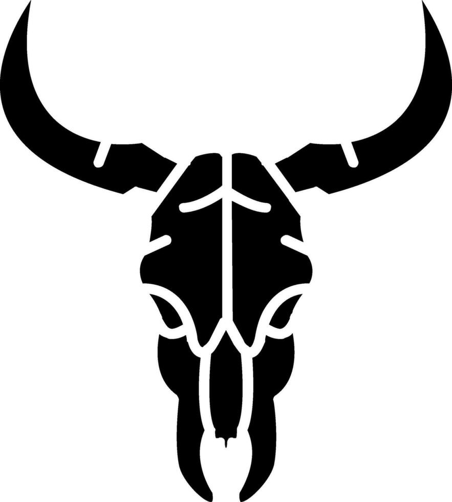 ícone de glifo de crânio de touro vetor