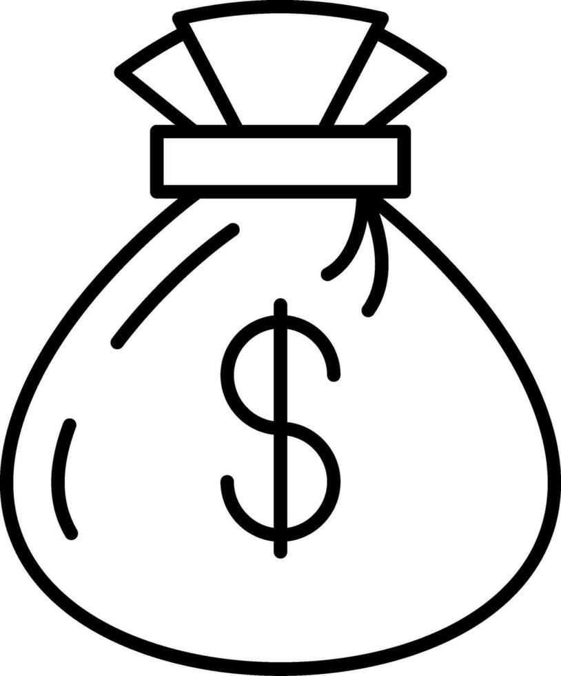 ícone de linha de saco de dinheiro vetor