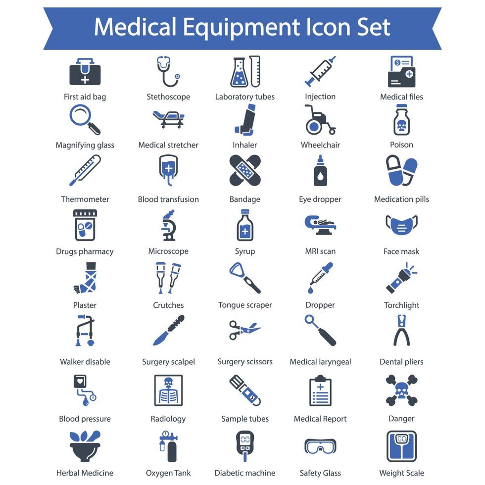 conjunto de ícones de equipamentos médicos vetor