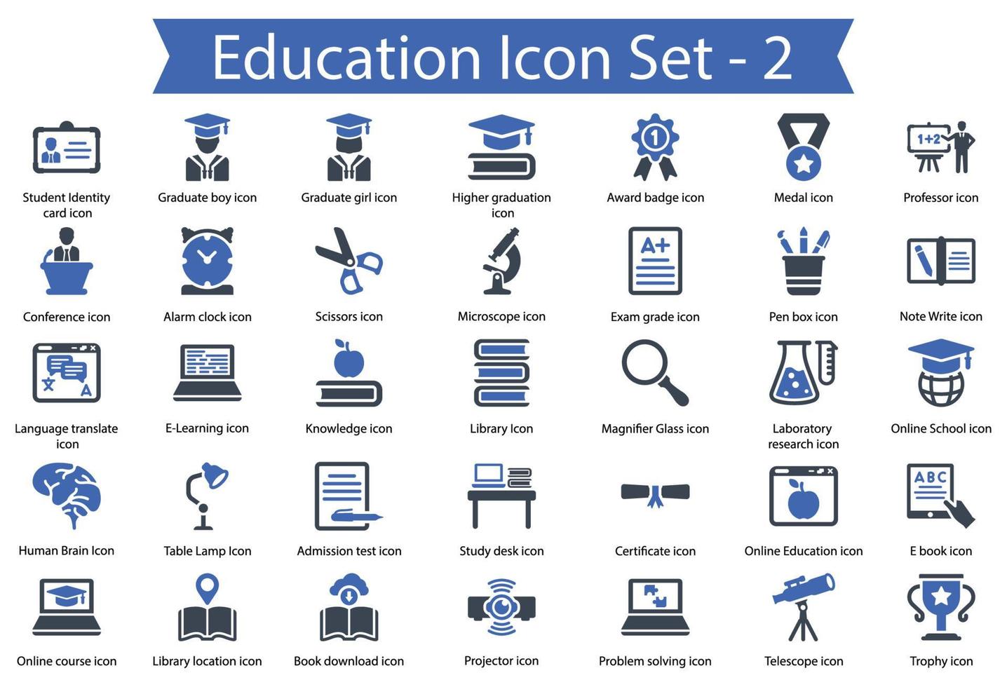 conjunto de ícones de educação 2 vetor