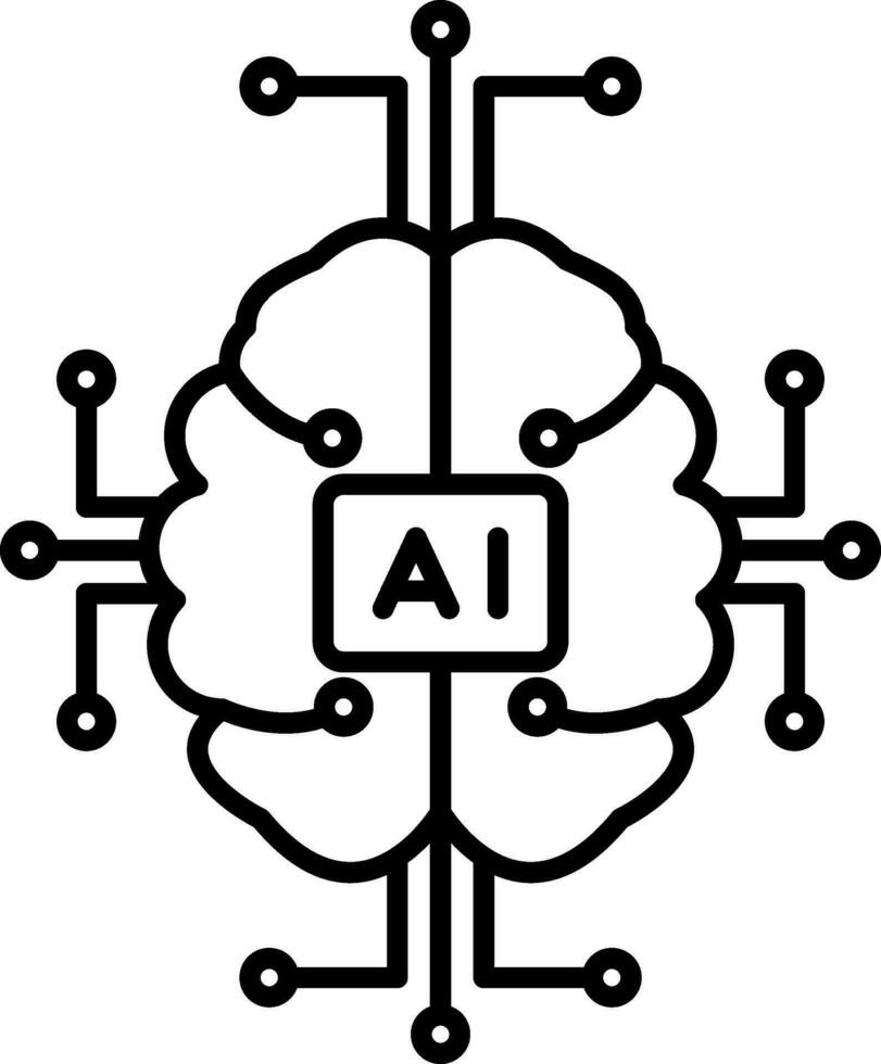 ícone de linha de inteligência artificial vetor