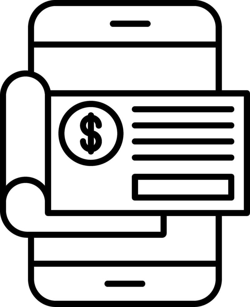 ícone de linha de cheque bancário vetor