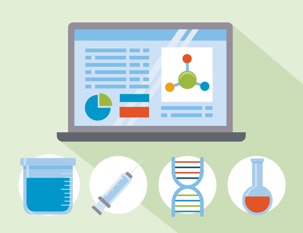 cinco ícones de biotecnologia vetor