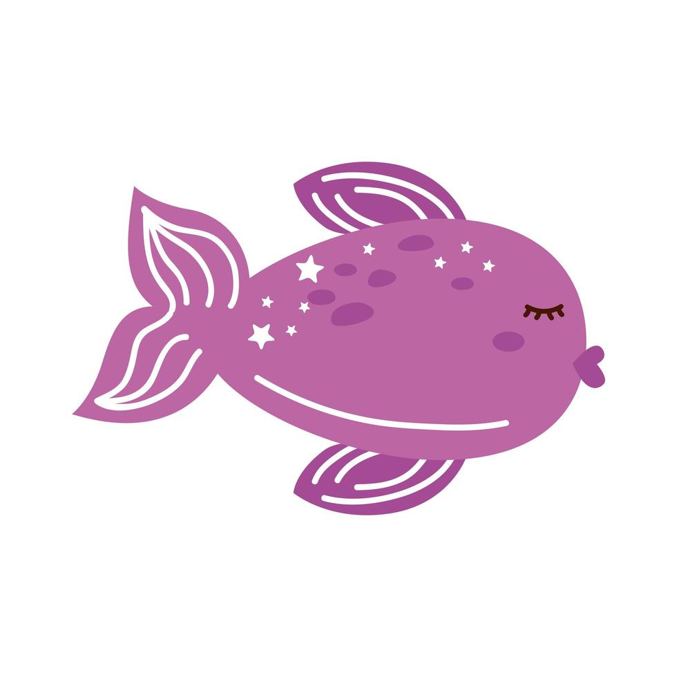 peixe fofo roxo vetor