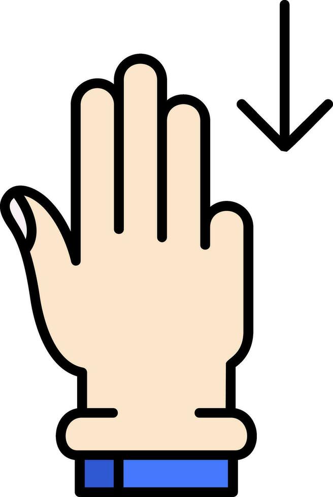 três dedos baixa linha preenchidas ícone vetor