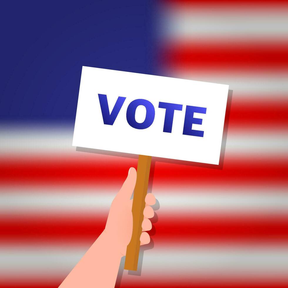 voto EUA dentro americano estilo. azul voto EUA em verde fundo. vetor ícone