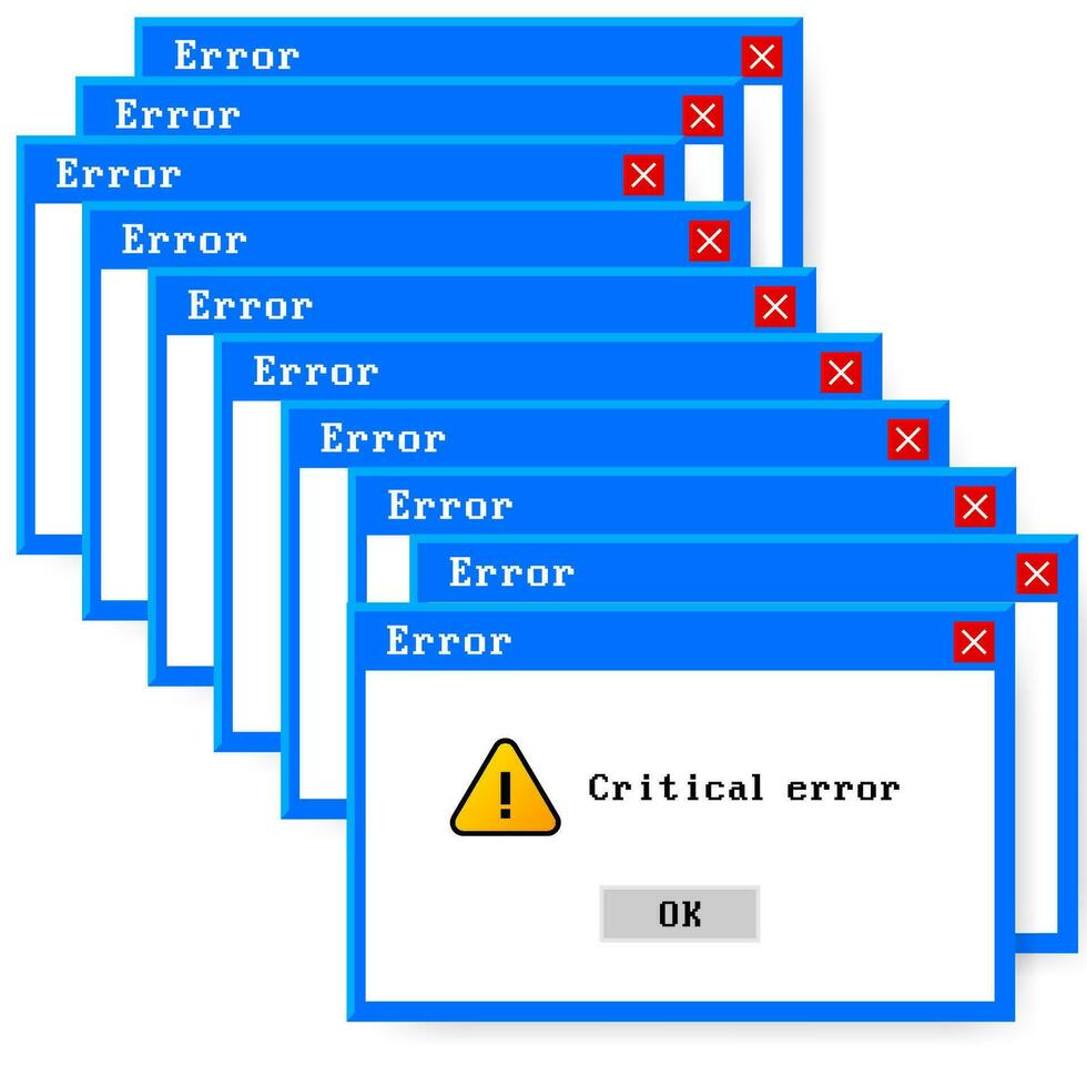 sistema erro vetor ícone fracasso pc interface. erro mensagem computador janela alerta Aparecer