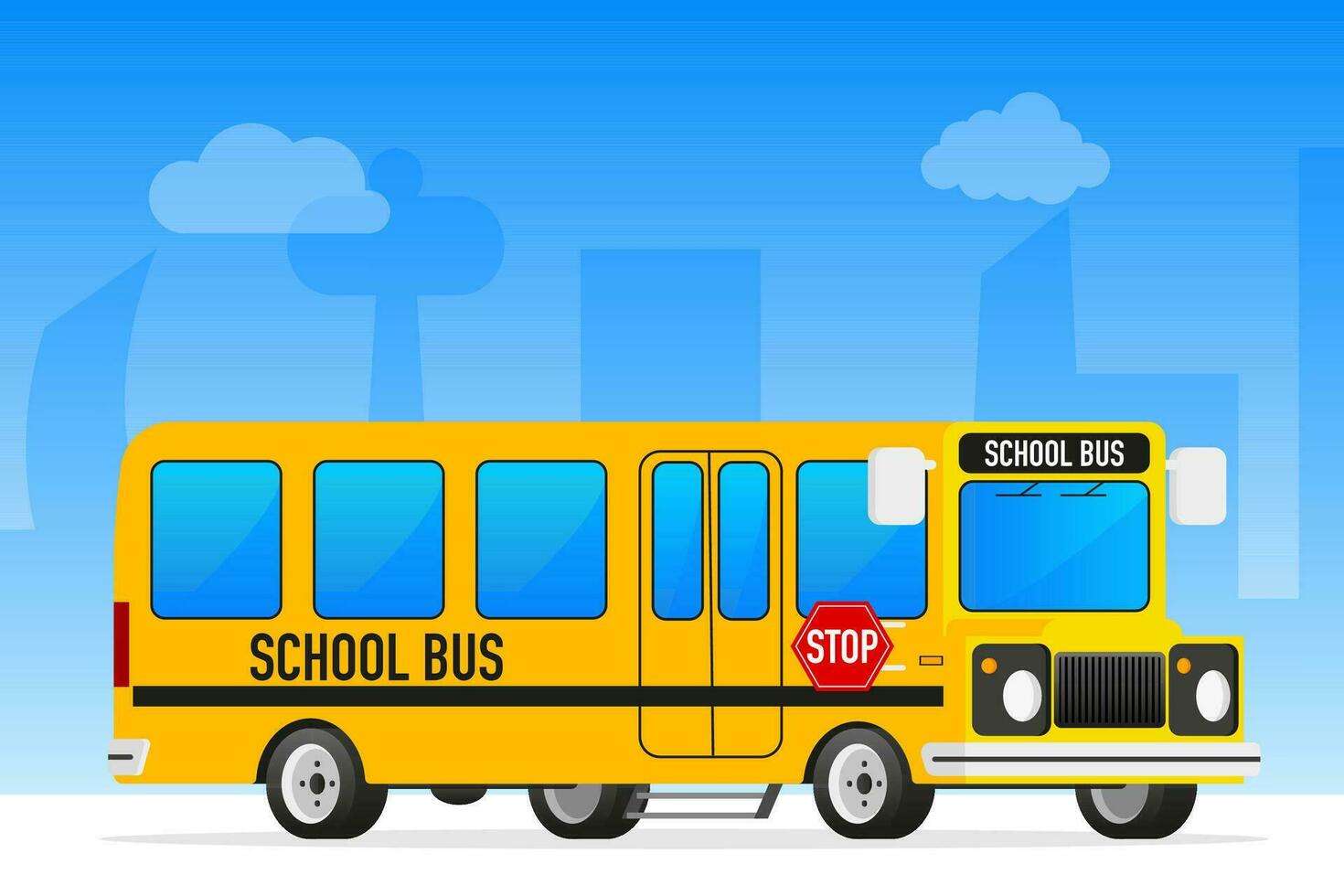 escola ônibus. lado visualizar. Educação e costas para escola. vetor