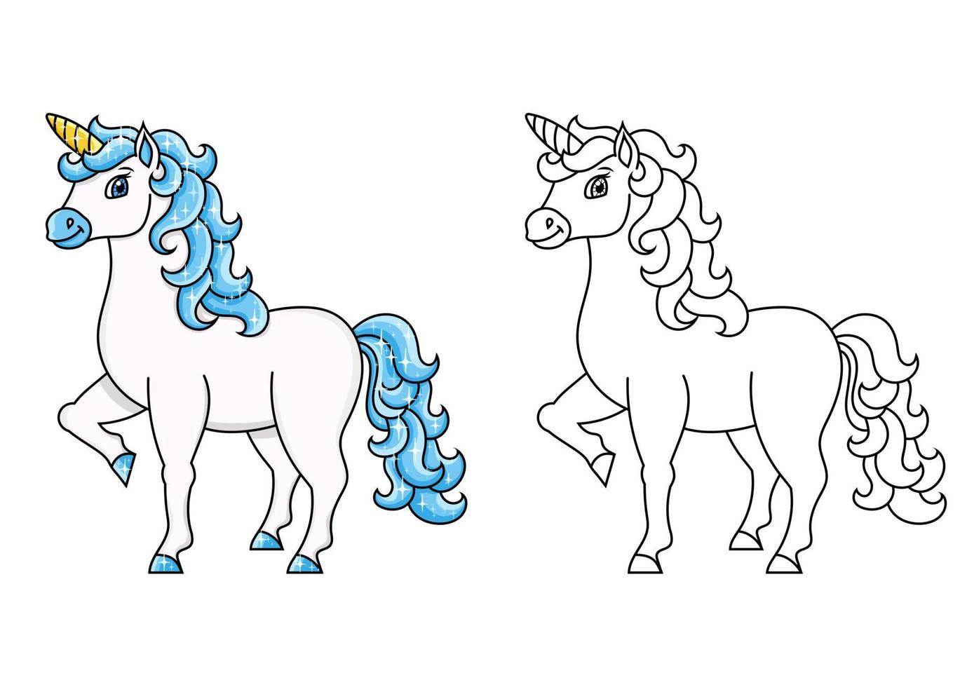 unicórnio fofo. cavalo mágico de fadas. página do livro para colorir para crianças. estilo de desenho animado. ilustração vetorial isolada no fundo branco. vetor