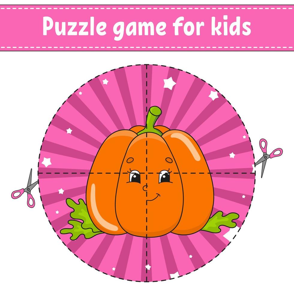 jogo de puzzle para crianças. planilha de desenvolvimento de educação. jogo de aprendizagem para crianças. página de atividades. para criança. enigma para a pré-escola. ilustração em vetor plana simples simples no estilo bonito dos desenhos animados.