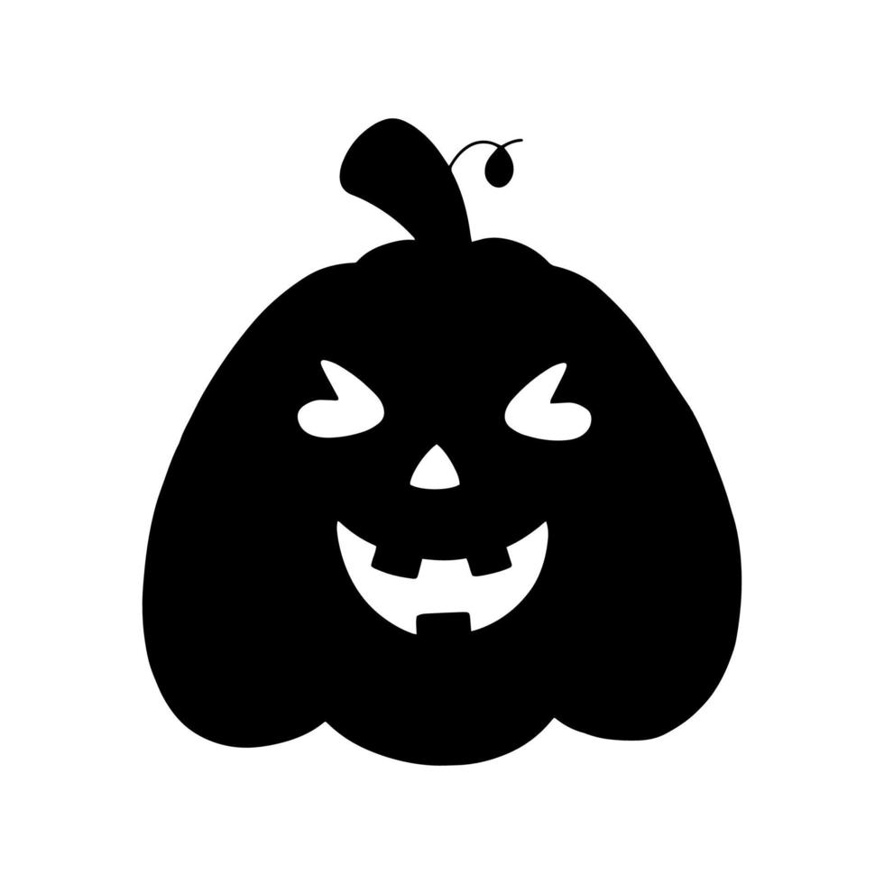 abóbora alegre. silhueta negra. elemento de design. ilustração vetorial isolada no fundo branco. modelo para livros, adesivos, cartazes, cartões, roupas. tema de halloween. vetor