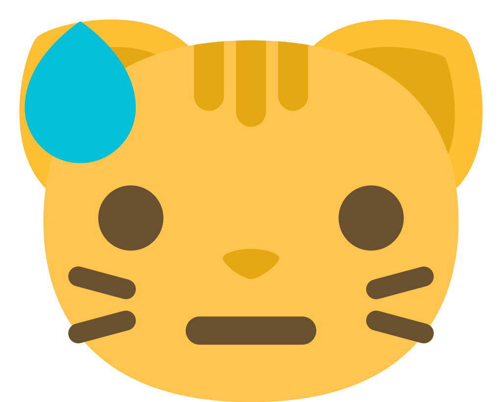 emoji gato cara suor vetor