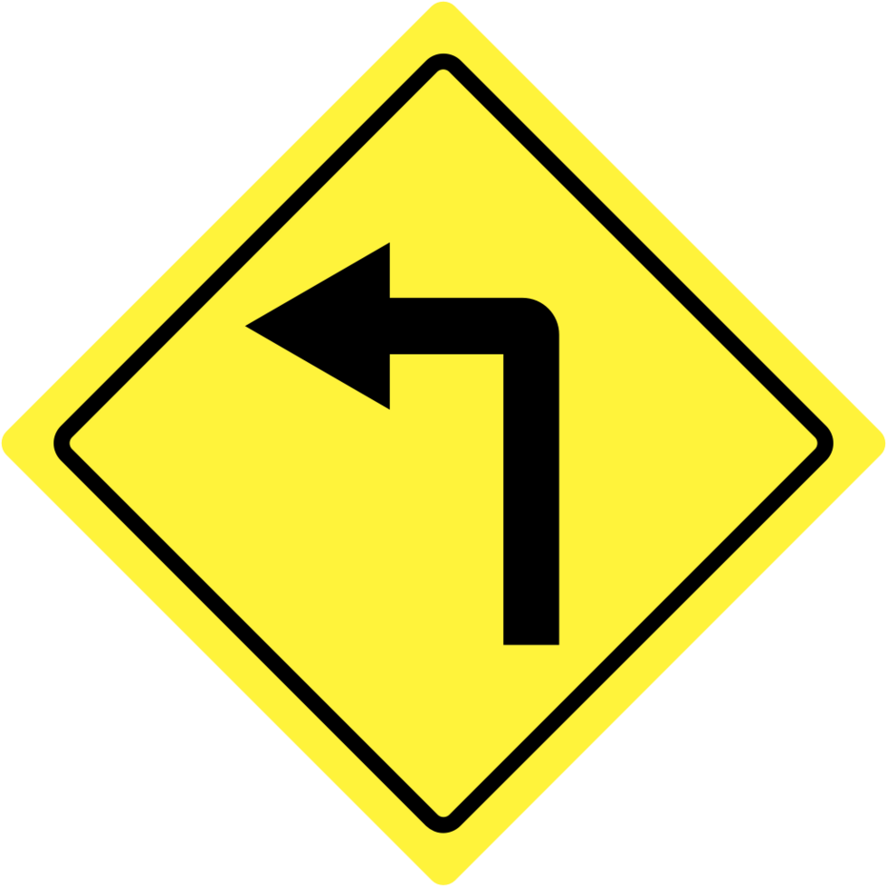 virar esquerda curva estrada placa vetor