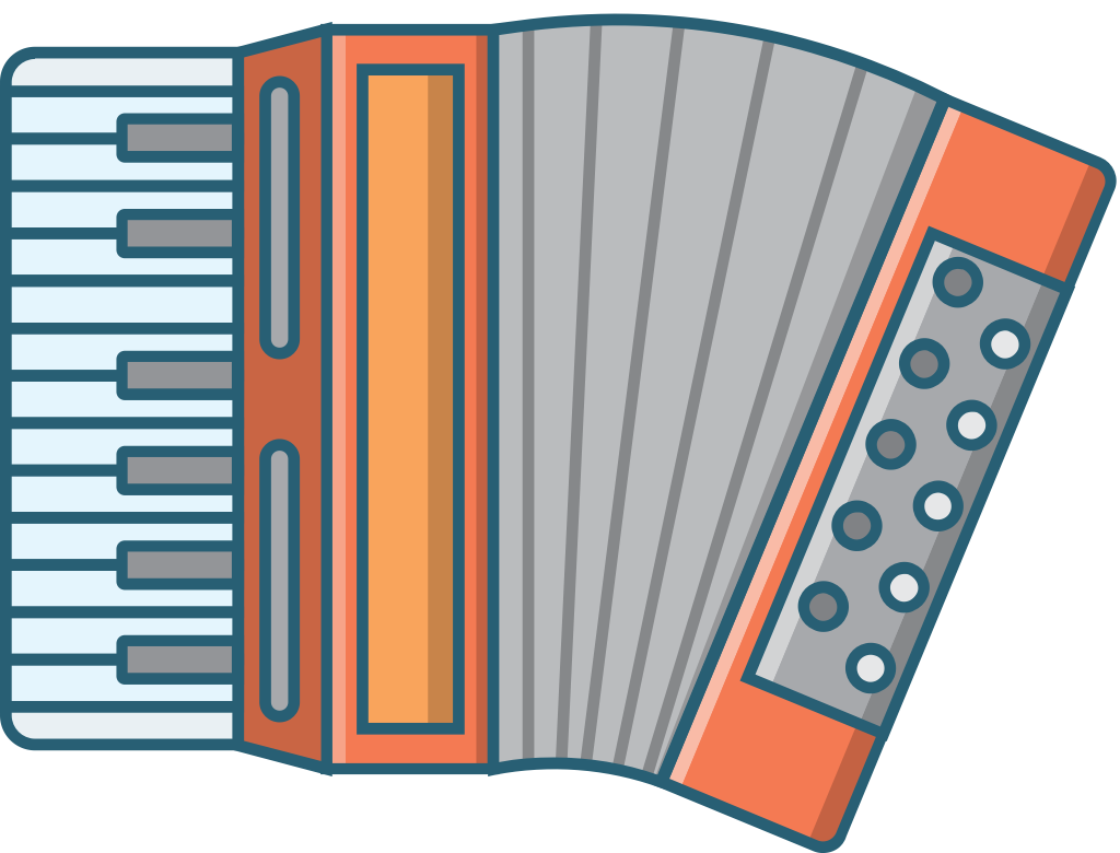 instrumento musical linha ícone acordeão vetor