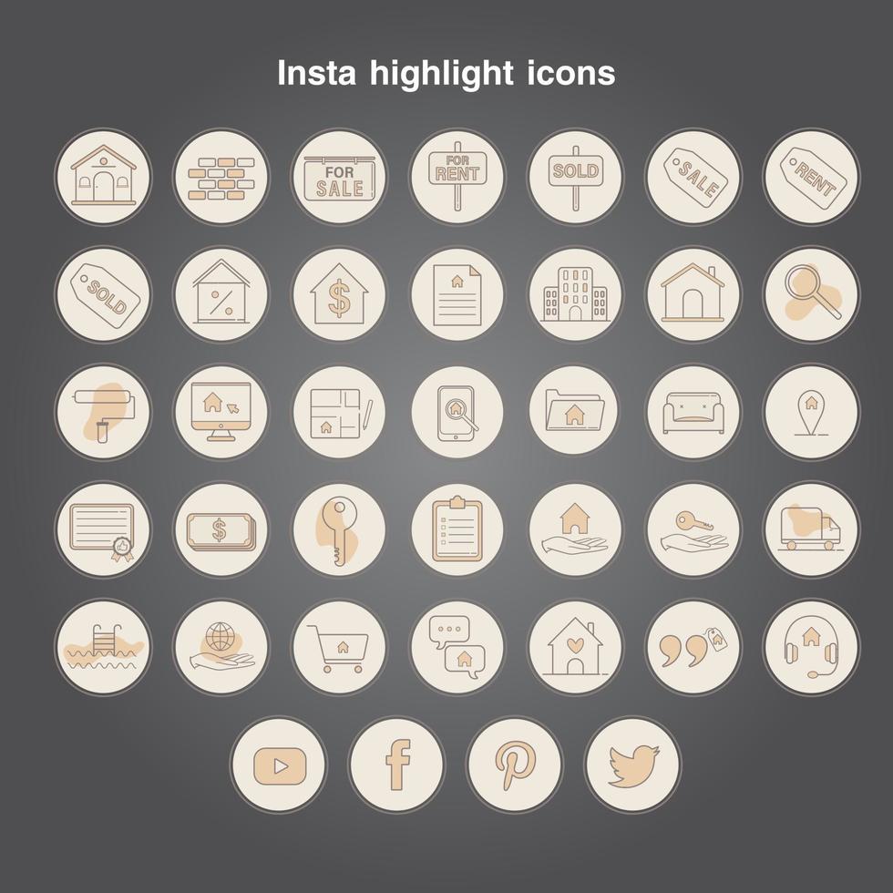 conjunto de ícones de destaque do instagram vetor