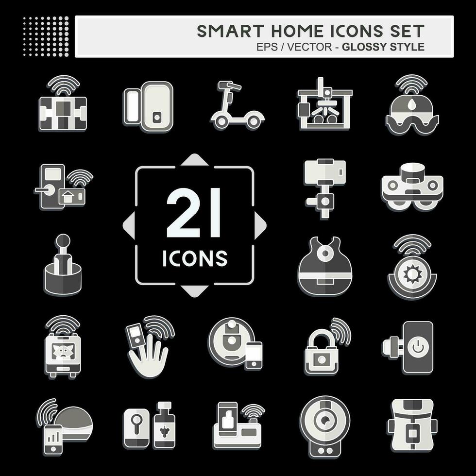 ícone conjunto inteligente lar. relacionado para tecnologia símbolo. lustroso estilo. simples Projeto editável. simples ilustração vetor