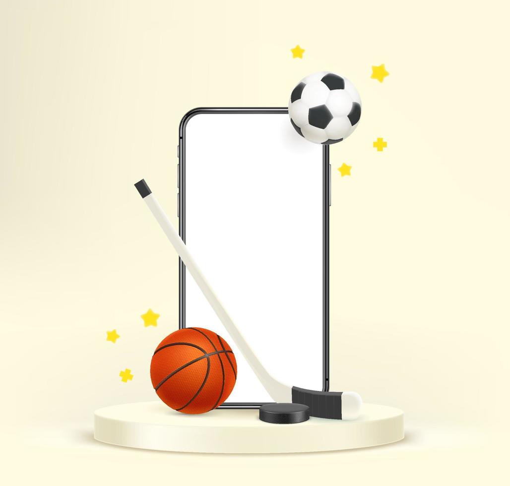 conceito de aplicação de esportes. maquete de smartphone vetor