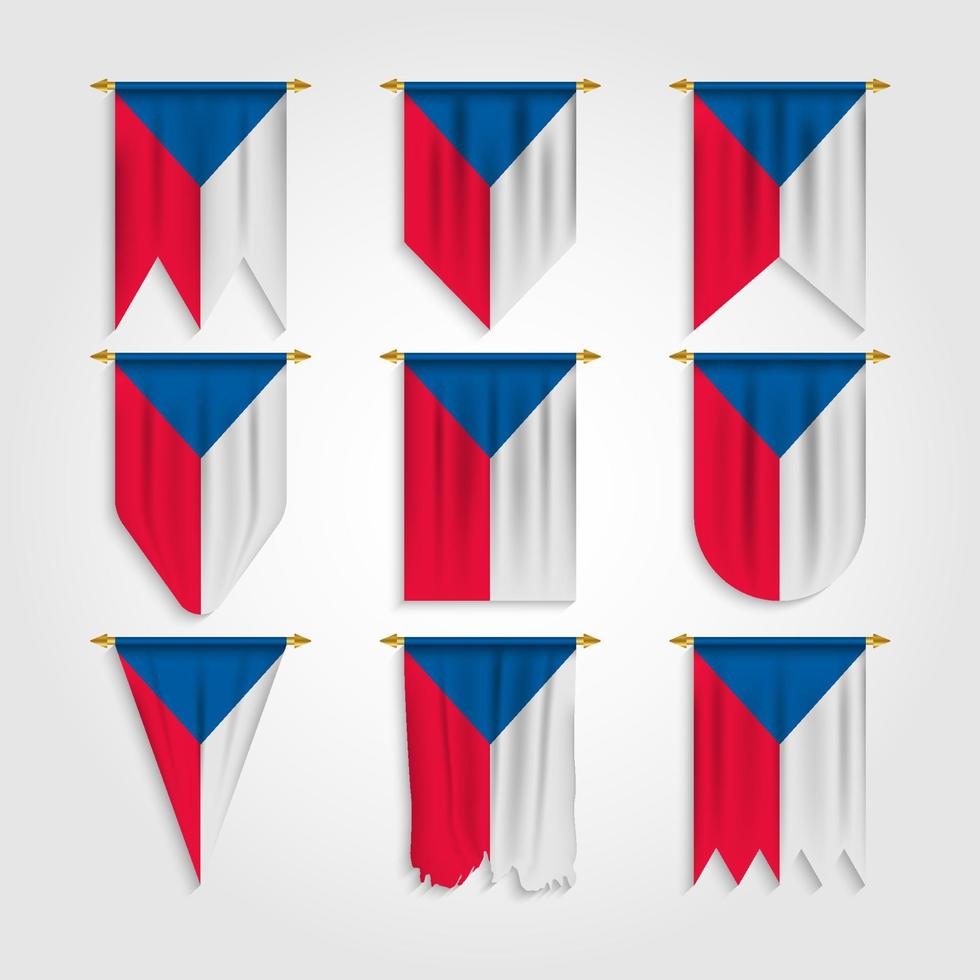 bandeira da república checa em diferentes formas, bandeira da república checa em várias formas vetor